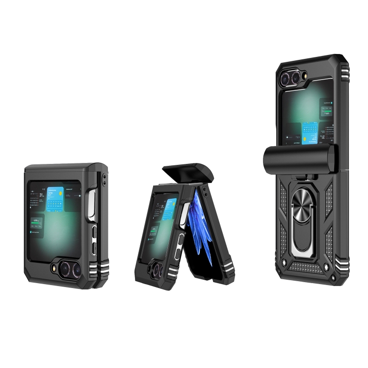 For Samsung Galaxy Z Flip6 5G Holder Phone Case(Black) For Samsung Galaxy Z Flip6 5G Holder Phone Case(Black)