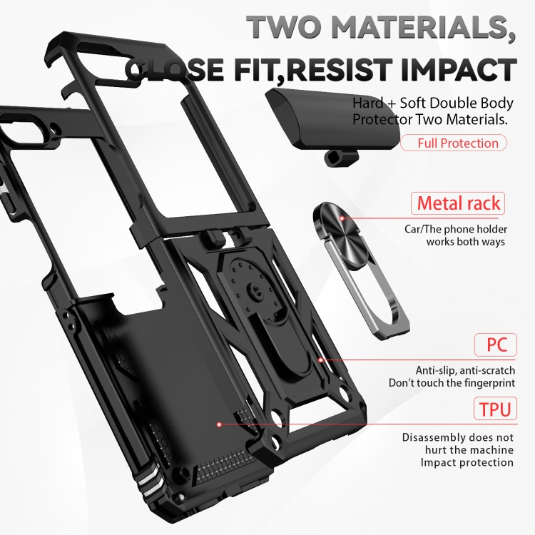 For Samsung Galaxy Z Flip6 5G Holder Phone Case(Black) For Samsung Galaxy Z Flip6 5G Holder Phone Case(Black)