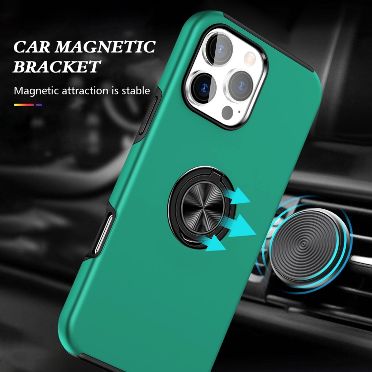 For iPhone 15 Pro Magnetic Ring Holder Phone Case(Dark Green) For iPhone 15 Pro Magnetic Ring Holder Phone Case(Dark Green)