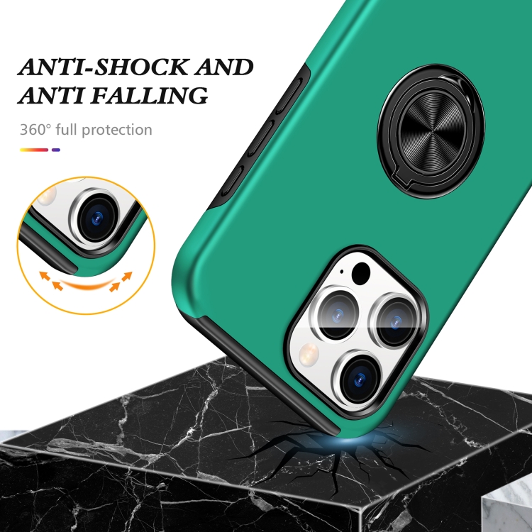 For iPhone 15 Pro Magnetic Ring Holder Phone Case(Dark Green) For iPhone 15 Pro Magnetic Ring Holder Phone Case(Dark Green)