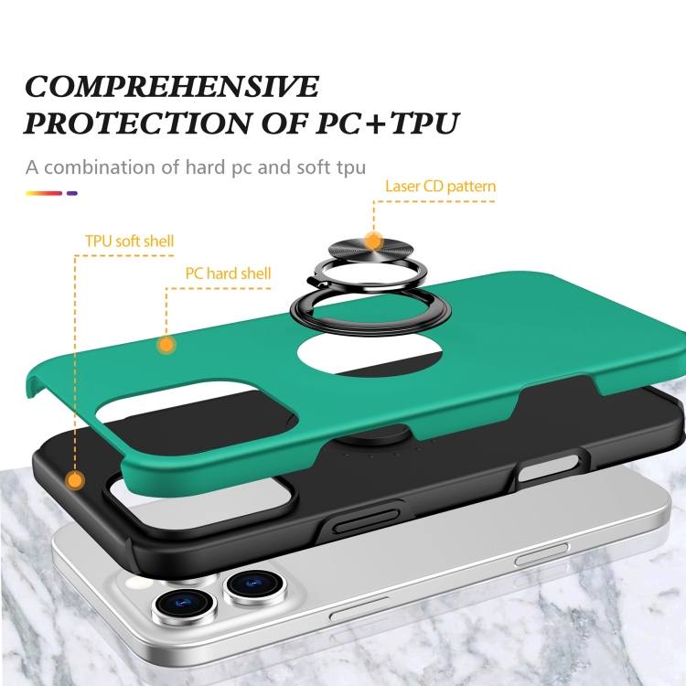 For iPhone 15 Pro Magnetic Ring Holder Phone Case(Dark Green) For iPhone 15 Pro Magnetic Ring Holder Phone Case(Dark Green)