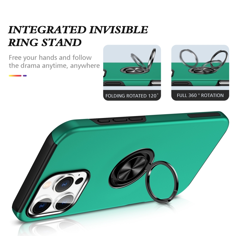 For iPhone 15 Pro Magnetic Ring Holder Phone Case(Dark Green) For iPhone 15 Pro Magnetic Ring Holder Phone Case(Dark Green)