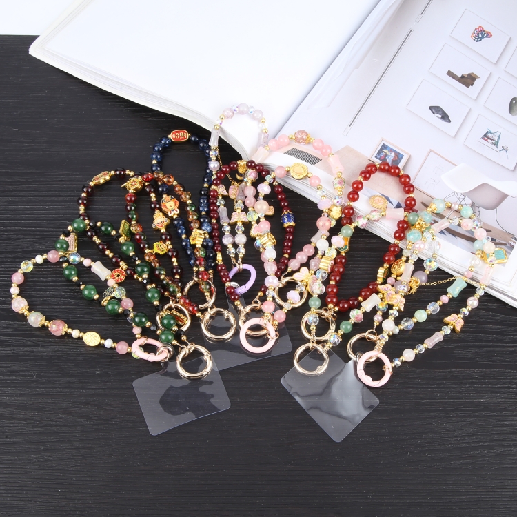 Mobile Phone Anti-lost Auspicious Bead Chain Short Lanyard(Pink Butterfly) Mobile Phone Anti-lost Auspicious Bead Chain Short Lanyard(Pink Butterfly)