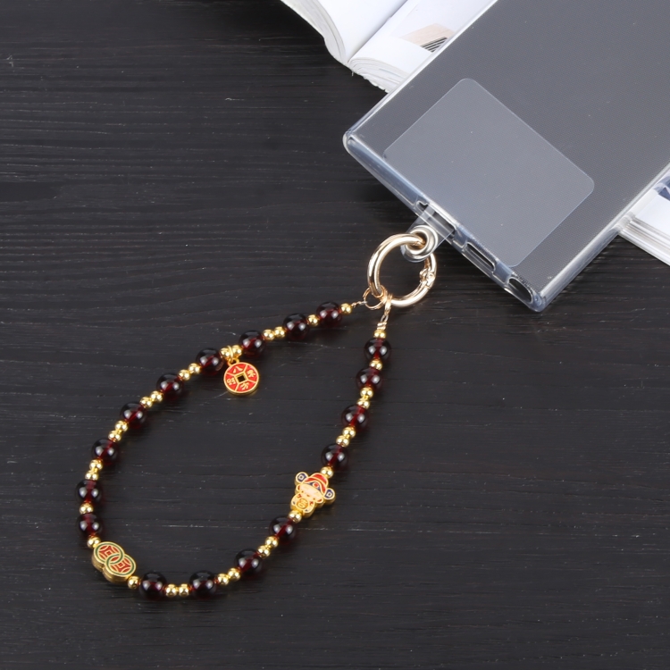 Mobile Phone Anti-lost Auspicious Bead Chain Short Lanyard(Pink Butterfly) Mobile Phone Anti-lost Auspicious Bead Chain Short Lanyard(Pink Butterfly)