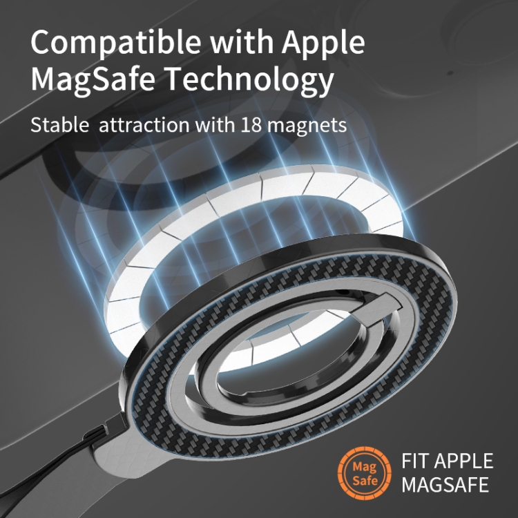 Carbon Fiber Magnetic Ring Buckle Holder(White + Orange)