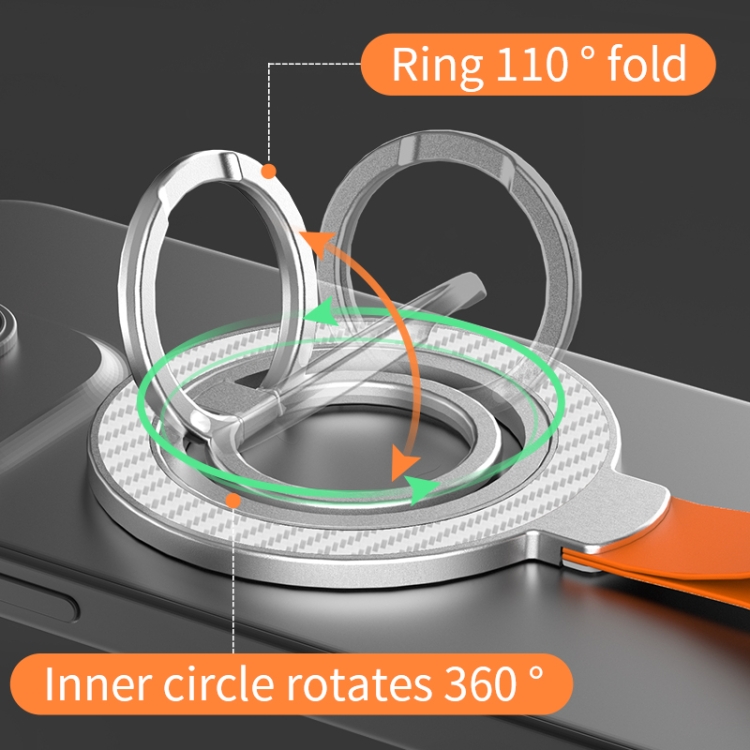 Carbon Fiber Magnetic Ring Buckle Holder(White + Orange)