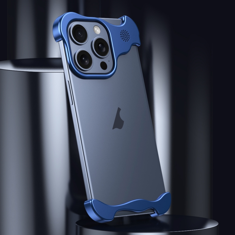 For iPhone 15 Plus Aromatherapy Alloy Frameless Phone Case(Blue) For iPhone 15 Plus Aromatherapy Alloy Frameless Phone Case(Blue)
