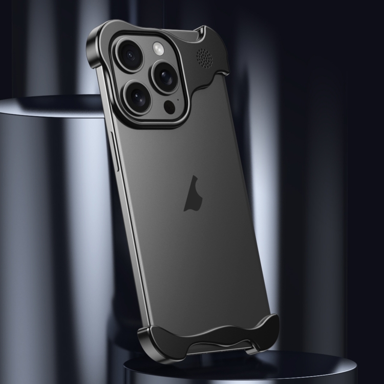 For iPhone 16 Pro Max Aromatherapy Alloy Frameless Phone Case(Black) For iPhone 16 Pro Max Aromatherapy Alloy Frameless Phone Case(Black)