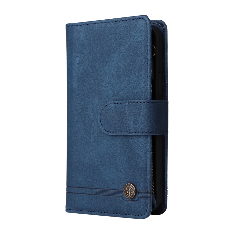 For iPhone 16 Pro Skin Feel Multi-Card Wallet Zipper Leather Phone Case(Blue) For iPhone 16 Pro Skin Feel Multi-Card Wallet Zipper Leather Phone Case(Blue)