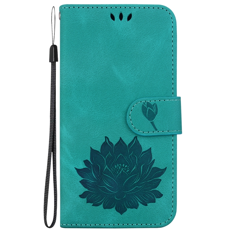 For iPhone 15 Pro Lotus Embossed Leather Phone Case(Green) For iPhone 15 Pro Lotus Embossed Leather Phone Case(Green)