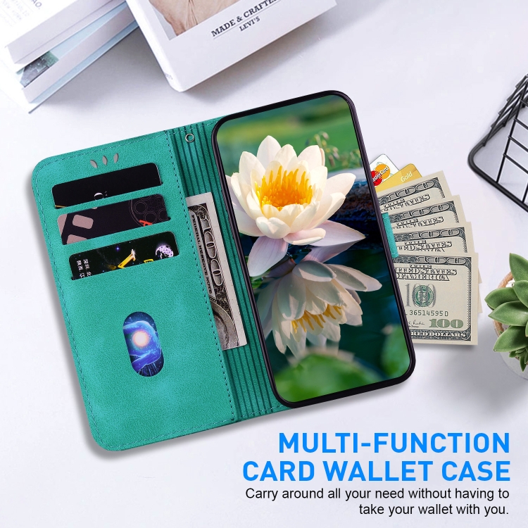 For iPhone 15 Pro Lotus Embossed Leather Phone Case(Green) For iPhone 15 Pro Lotus Embossed Leather Phone Case(Green)