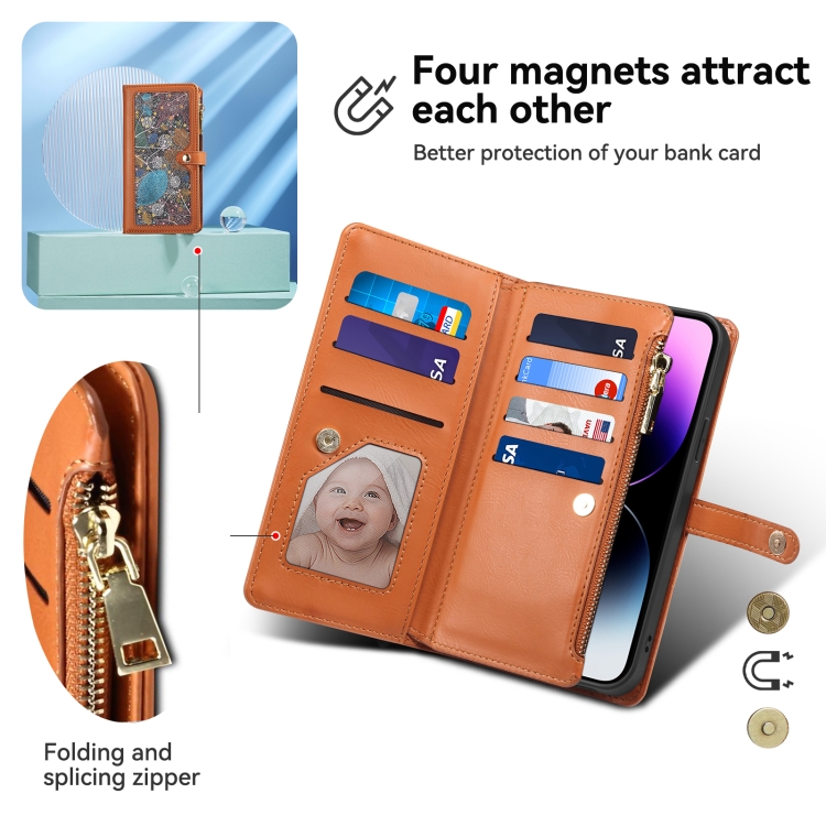 For Samsung Galaxy S25+ 5G ESEBLE Star Series Lanyard Zipper Wallet RFID Leather Case(Brown) For Samsung Galaxy S25+ 5G ESEBLE Star Series Lanyard Zipper Wallet RFID Leather Case(Brown)
