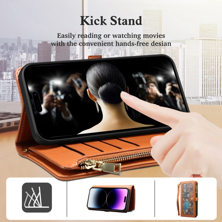 For Samsung Galaxy S25+ 5G ESEBLE Star Series Lanyard Zipper Wallet RFID Leather Case(Brown) For Samsung Galaxy S25+ 5G ESEBLE Star Series Lanyard Zipper Wallet RFID Leather Case(Brown)