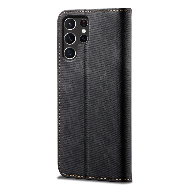 For Samsung Galaxy S25 Ultra 5G Denim Texture Casual Style Horizontal Flip Leather Case(Black) For Samsung Galaxy S25 Ultra 5G Denim Texture Casual Style Horizontal Flip Leather Case(Black)