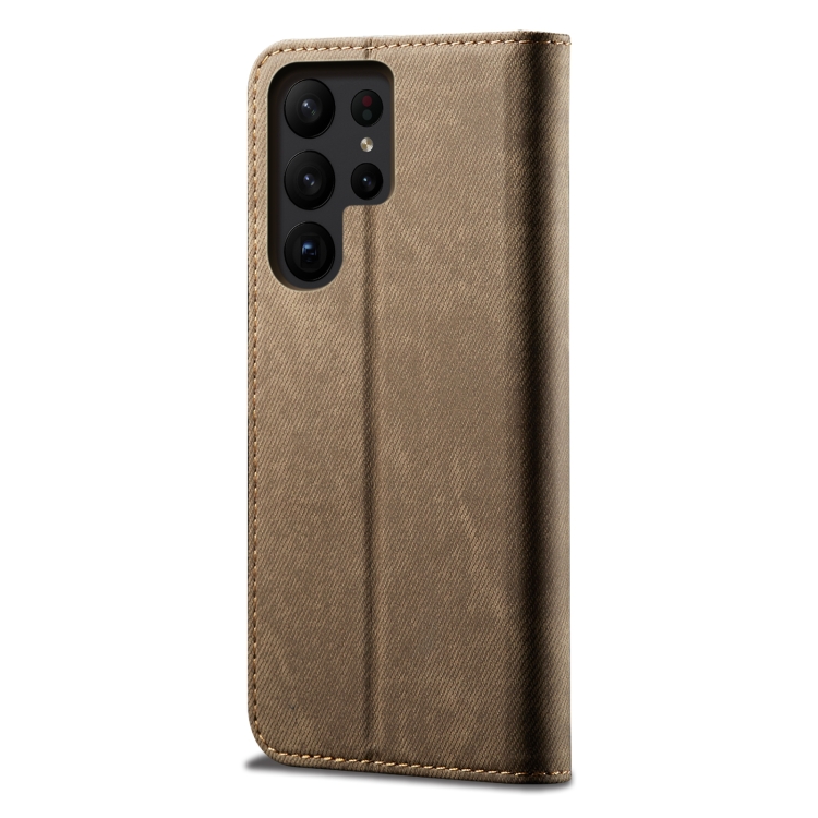 For Samsung Galaxy S24 Ultra 5G Denim Texture Casual Style Horizontal Flip Leather Case(Khaki) For Samsung Galaxy S24 Ultra 5G Denim Texture Casual Style Horizontal Flip Leather Case(Khaki)