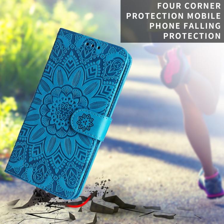 For Xiaomi 15T Pro 5G Embossed Sunflower Leather Phone Case(Blue)