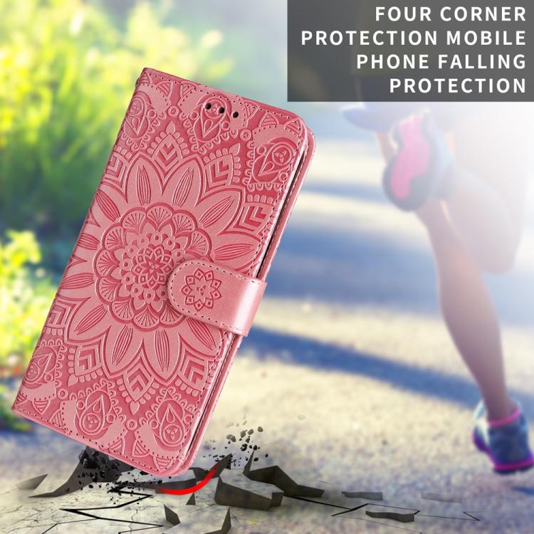 For Xiaomi 17 Embossed Sunflower Leather Phone Case(Pink)