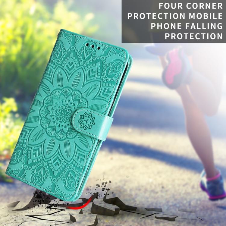 For Xiaomi 17 Pro Embossed Sunflower Leather Phone Case(Green)
