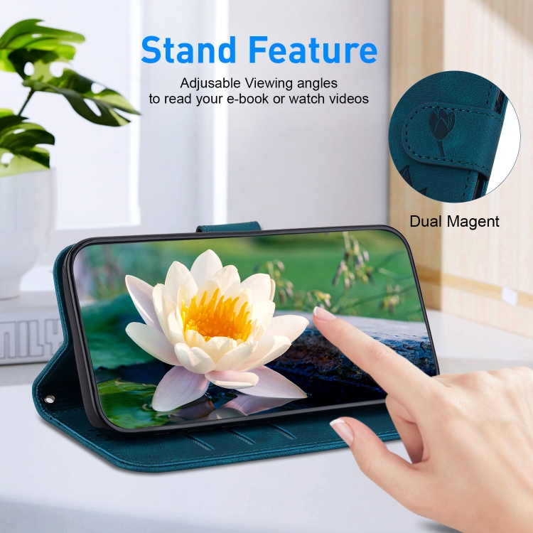 For Samsung Galaxy S21 Ultra 5G Lotus Embossed Leather Phone Case(Dark Blue) For Samsung Galaxy S21 Ultra 5G Lotus Embossed Leather Phone Case(Dark Blue)