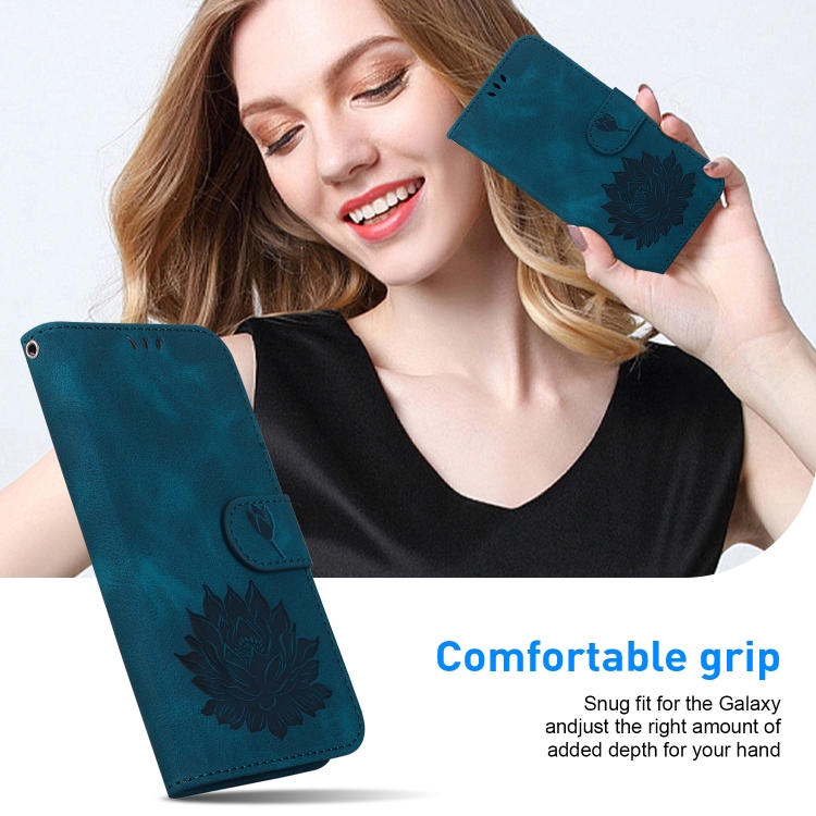 For Samsung Galaxy S21 Ultra 5G Lotus Embossed Leather Phone Case(Dark Blue) For Samsung Galaxy S21 Ultra 5G Lotus Embossed Leather Phone Case(Dark Blue)