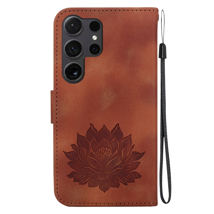 For Samsung Galaxy S24 Ultra 5G Lotus Embossed Leather Phone Case(Brown) For Samsung Galaxy S24 Ultra 5G Lotus Embossed Leather Phone Case(Brown)