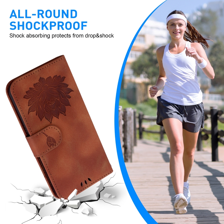 For Samsung Galaxy S24 Ultra 5G Lotus Embossed Leather Phone Case(Brown) For Samsung Galaxy S24 Ultra 5G Lotus Embossed Leather Phone Case(Brown)