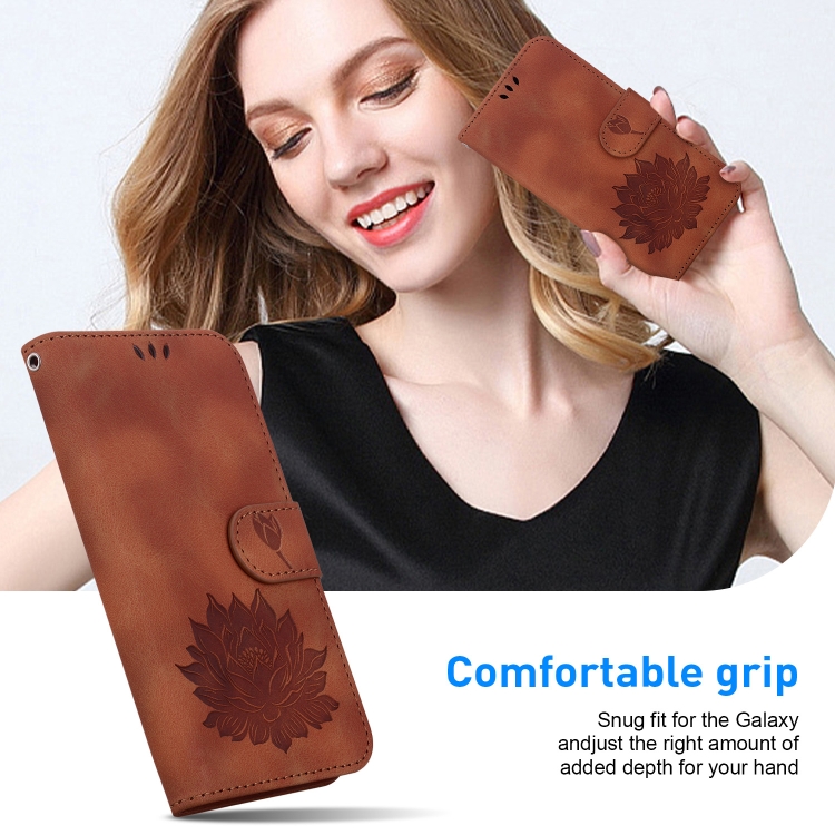 For Samsung Galaxy S24 Ultra 5G Lotus Embossed Leather Phone Case(Brown) For Samsung Galaxy S24 Ultra 5G Lotus Embossed Leather Phone Case(Brown)