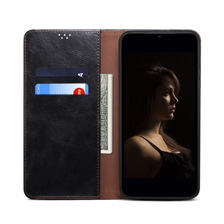 For Samsung Galaxy S25 5G Oil Wax Crazy Horse Texture Leather Phone Case(Black) For Samsung Galaxy S25 5G Oil Wax Crazy Horse Texture Leather Phone Case(Black)