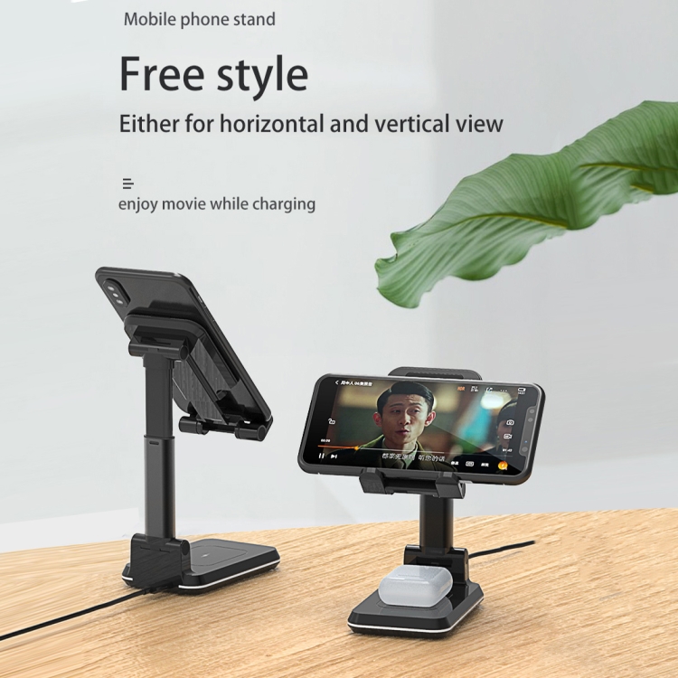 T6 2 in 1 Portable Folding Stand Wireless Charging, Style:Single Charge(White) T6 2 in 1 Portable Folding Stand Wireless Charging, Style:Single Charge(White)