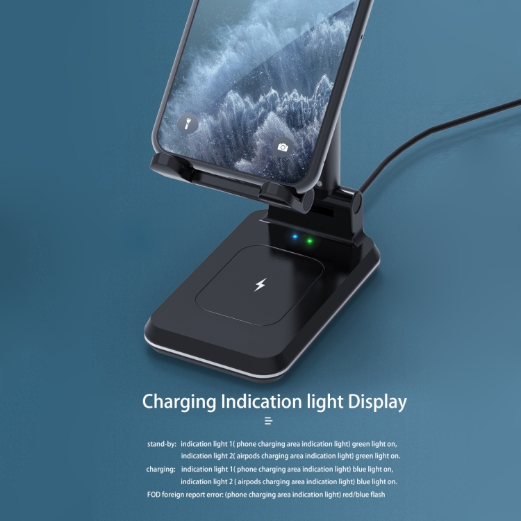 T6 2 in 1 Portable Folding Stand Wireless Charging, Style:Single Charge(White) T6 2 in 1 Portable Folding Stand Wireless Charging, Style:Single Charge(White)