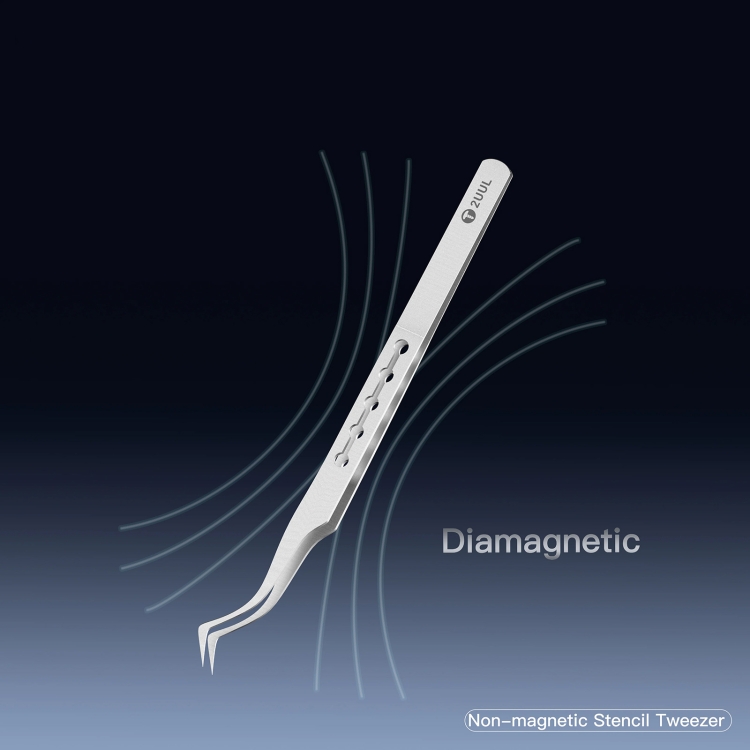 2UUL Non-magnetic Stainless Stencil Tweezers with Holes, Model:TW22 - 1