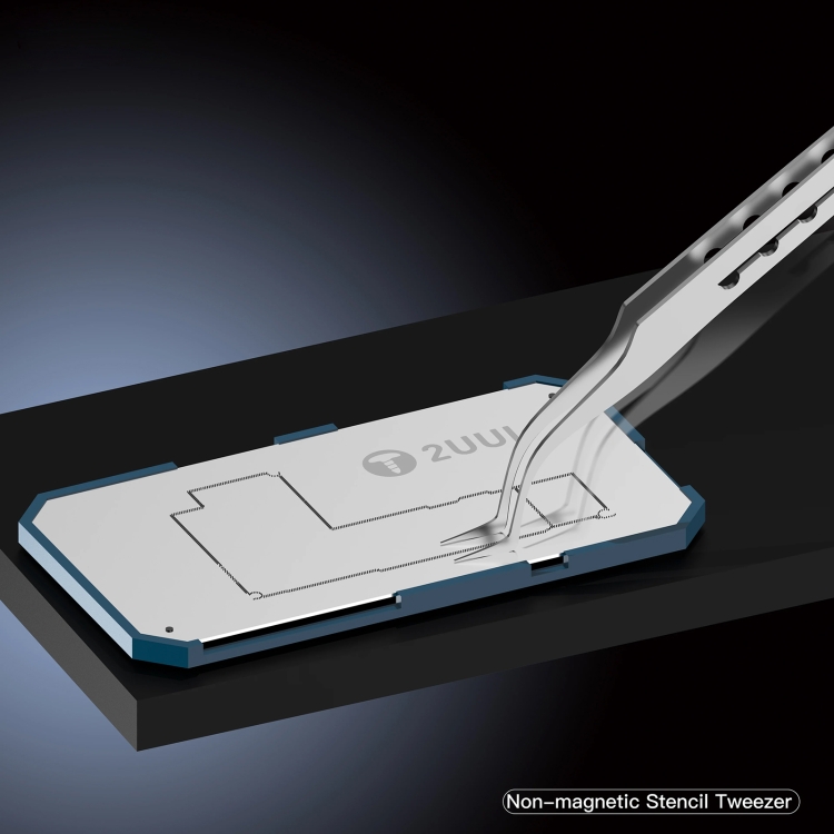 2UUL Non-magnetic Stainless Stencil Tweezers with Holes, Model:TW22 - 4