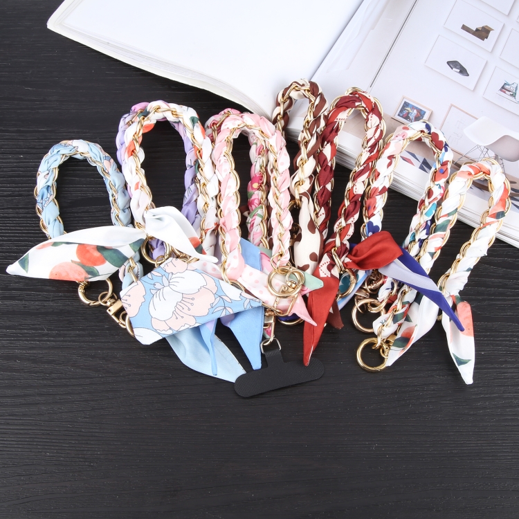 Mobile Phone Anti-lost Silk Scarf Short Lanyard(Light Blue) Mobile Phone Anti-lost Silk Scarf Short Lanyard(Light Blue)