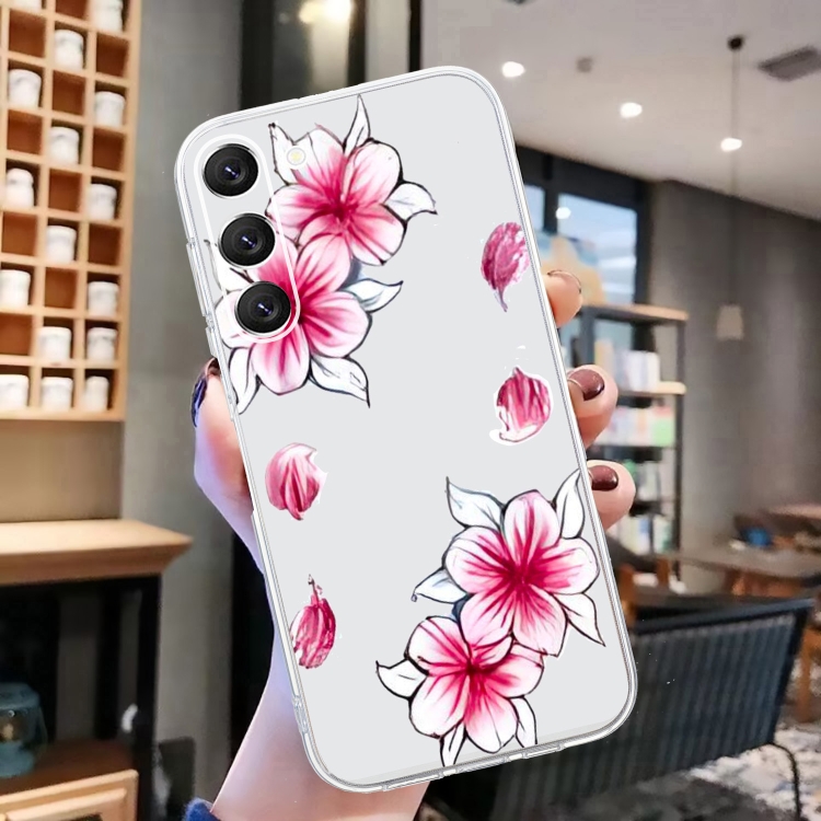 For Samsung Galaxy S23 5G Colored Drawing Pattern Transparent TPU Phone Case(Sakura) For Samsung Galaxy S23 5G Colored Drawing Pattern Transparent TPU Phone Case(Sakura)