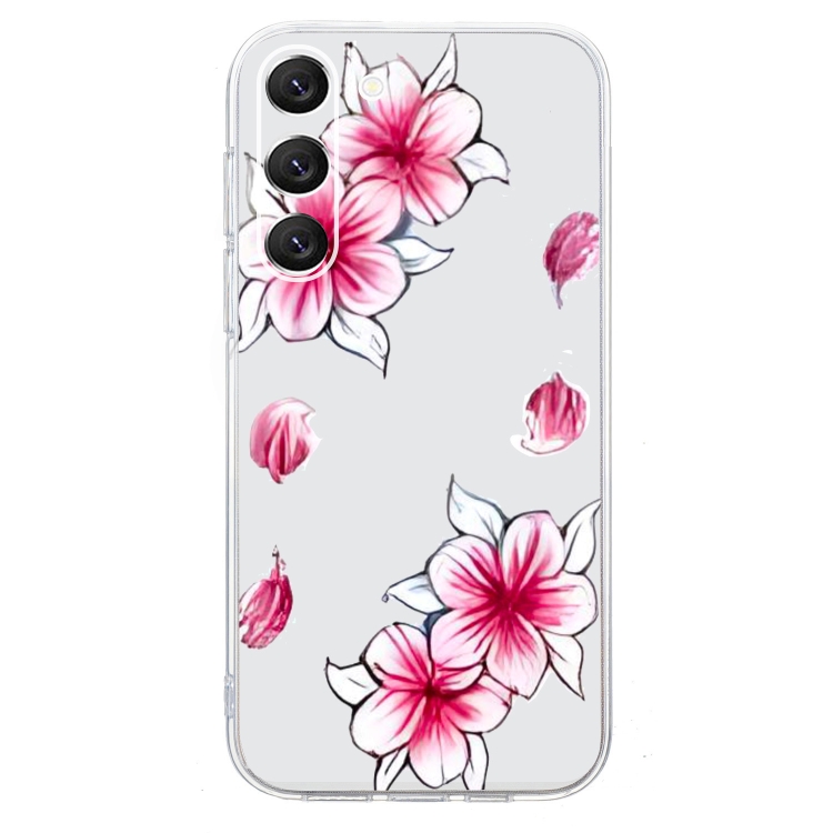 For Samsung Galaxy S23 5G Colored Drawing Pattern Transparent TPU Phone Case(Sakura) For Samsung Galaxy S23 5G Colored Drawing Pattern Transparent TPU Phone Case(Sakura)