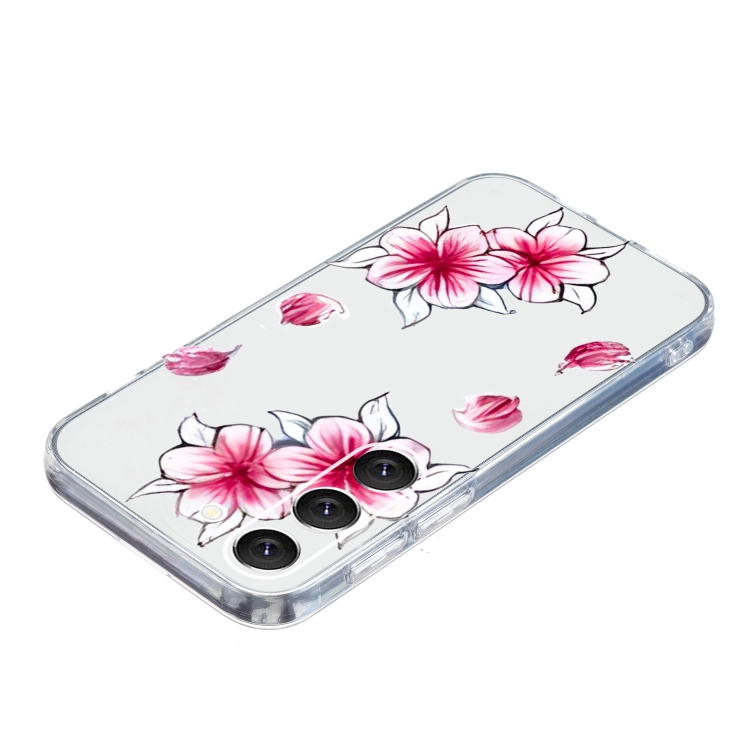 For Samsung Galaxy S23 5G Colored Drawing Pattern Transparent TPU Phone Case(Sakura) For Samsung Galaxy S23 5G Colored Drawing Pattern Transparent TPU Phone Case(Sakura)