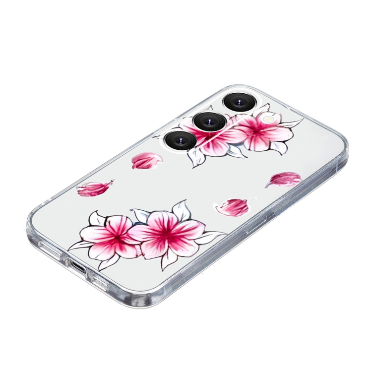 For Samsung Galaxy S23 5G Colored Drawing Pattern Transparent TPU Phone Case(Sakura) For Samsung Galaxy S23 5G Colored Drawing Pattern Transparent TPU Phone Case(Sakura)