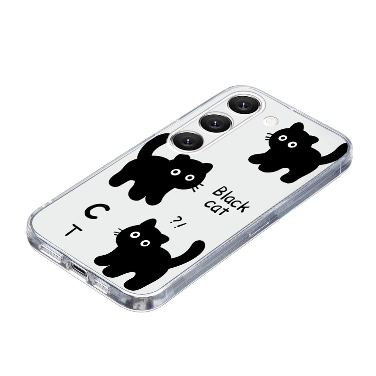 For Samsung Galaxy S23+ 5G Colored Drawing Pattern Transparent TPU Phone Case(Black Cat) For Samsung Galaxy S23+ 5G Colored Drawing Pattern Transparent TPU Phone Case(Black Cat)