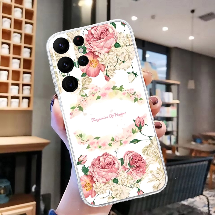 For Samsung Galaxy S23 Ultra 5G Colored Drawing Pattern Transparent TPU Phone Case(Rose) For Samsung Galaxy S23 Ultra 5G Colored Drawing Pattern Transparent TPU Phone Case(Rose)