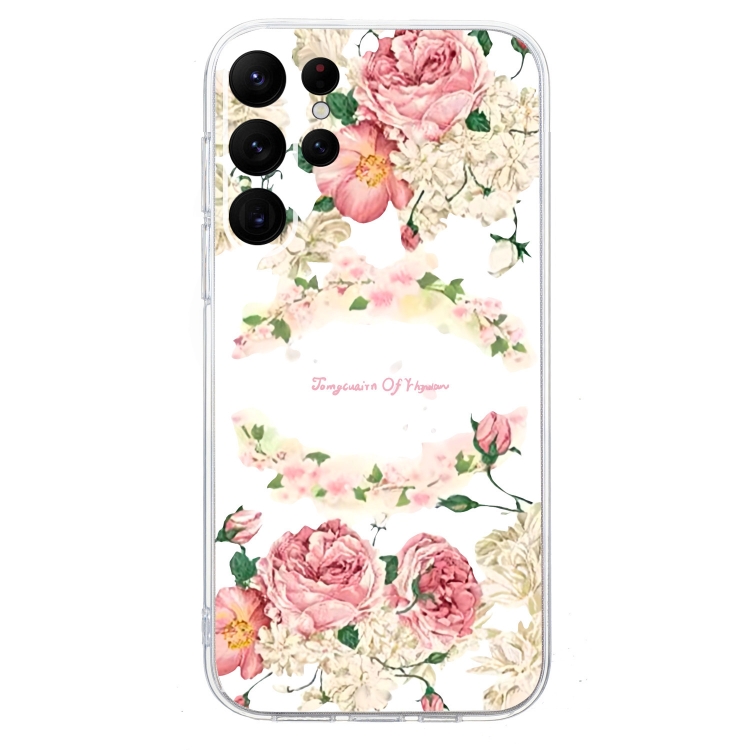 For Samsung Galaxy S23 Ultra 5G Colored Drawing Pattern Transparent TPU Phone Case(Rose) For Samsung Galaxy S23 Ultra 5G Colored Drawing Pattern Transparent TPU Phone Case(Rose)