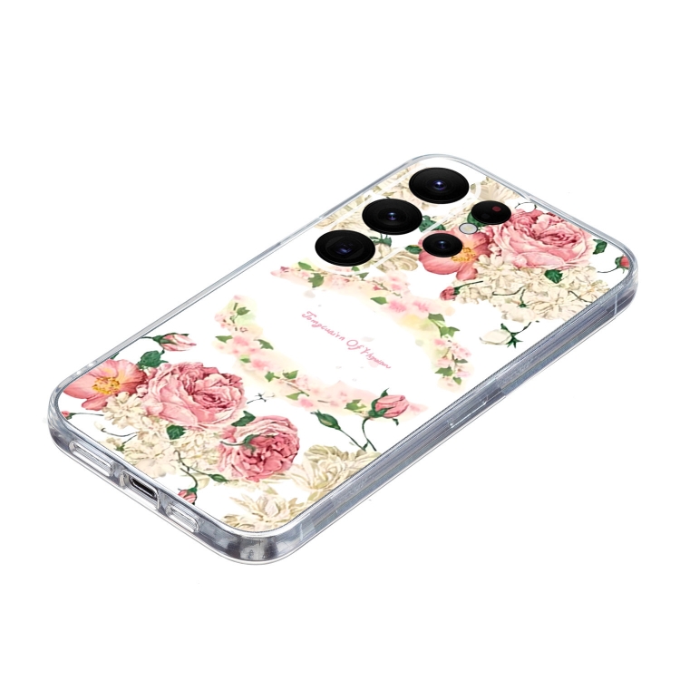 For Samsung Galaxy S23 Ultra 5G Colored Drawing Pattern Transparent TPU Phone Case(Rose) For Samsung Galaxy S23 Ultra 5G Colored Drawing Pattern Transparent TPU Phone Case(Rose)