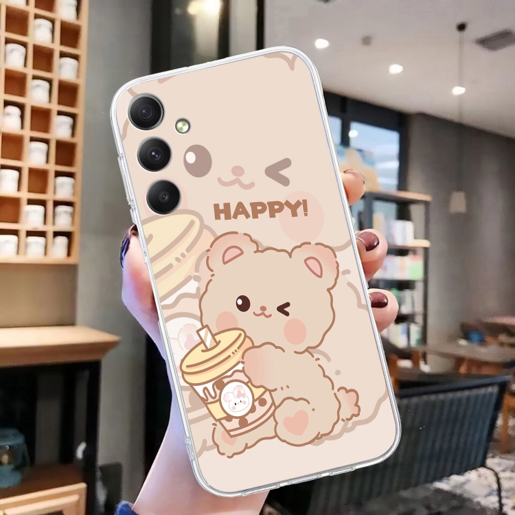 For Samsung Galaxy S24 5G Colored Drawing Pattern Transparent TPU Phone Case(Bear) For Samsung Galaxy S24 5G Colored Drawing Pattern Transparent TPU Phone Case(Bear)