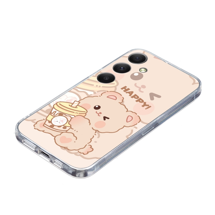 For Samsung Galaxy S24 5G Colored Drawing Pattern Transparent TPU Phone Case(Bear) For Samsung Galaxy S24 5G Colored Drawing Pattern Transparent TPU Phone Case(Bear)
