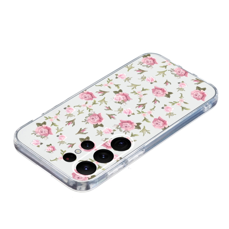 For Samsung Galaxy S24 Ultra 5G Colored Drawing Pattern Transparent TPU Phone Case(Pink Floral) For Samsung Galaxy S24 Ultra 5G Colored Drawing Pattern Transparent TPU Phone Case(Pink Floral)