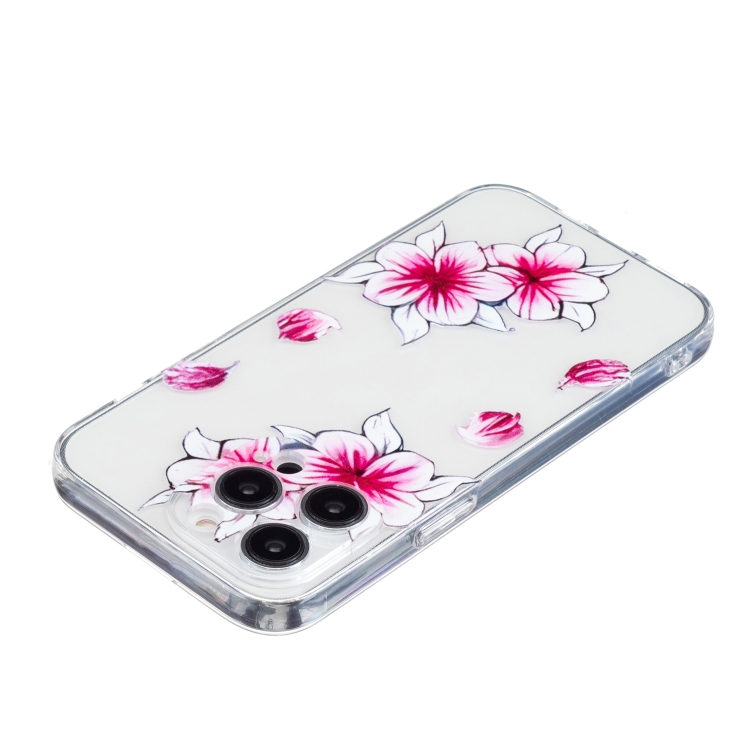 For iPhone 16 Pro Max Colored Drawing Pattern Transparent TPU Phone Case(Sakura) For iPhone 16 Pro Max Colored Drawing Pattern Transparent TPU Phone Case(Sakura)