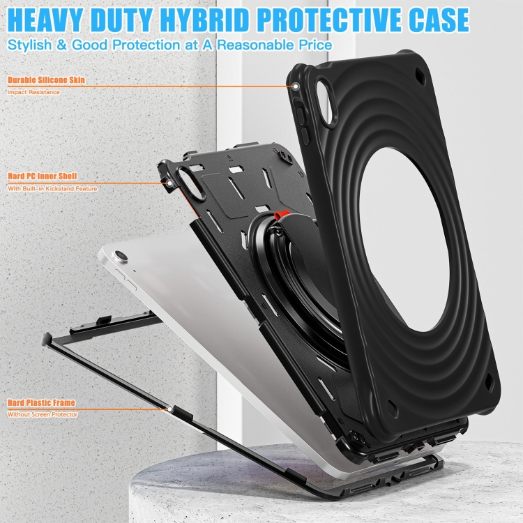 For iPad 10th Gen 10.9 2022 Rotation Handle Holder Silicone Hybrid PC Tablet Case(Black) For iPad 10th Gen 10.9 2022 Rotation Handle Holder Silicone Hybrid PC Tablet Case(Black)