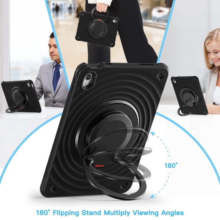 For iPad 10th Gen 10.9 2022 Rotation Handle Holder Silicone Hybrid PC Tablet Case(Black) For iPad 10th Gen 10.9 2022 Rotation Handle Holder Silicone Hybrid PC Tablet Case(Black)