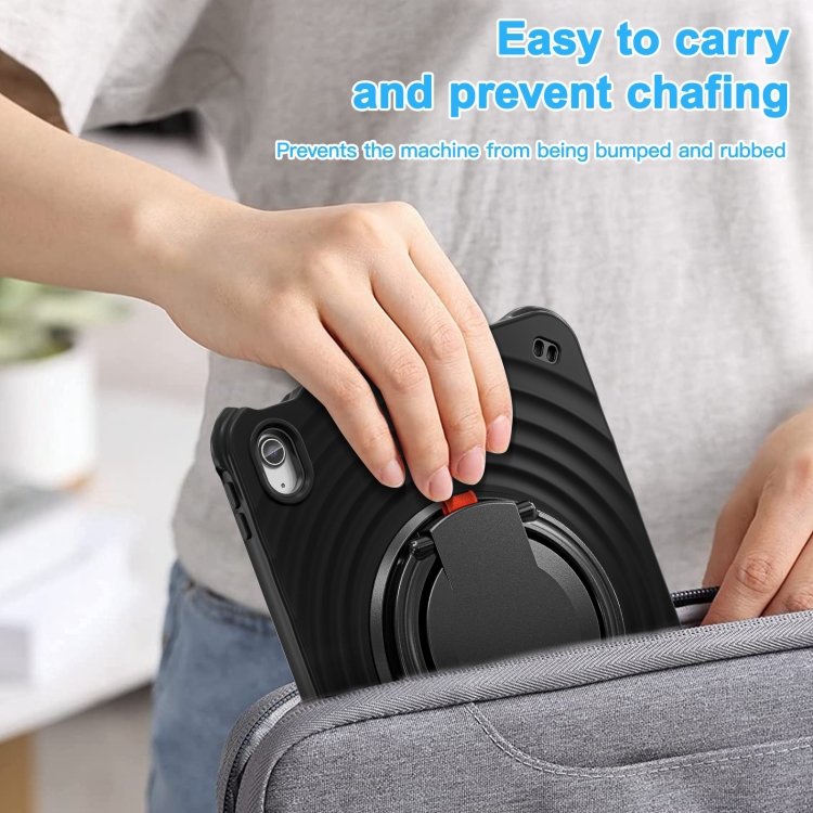 For iPad 10th Gen 10.9 2022 Rotation Handle Holder Silicone Hybrid PC Tablet Case(Black) For iPad 10th Gen 10.9 2022 Rotation Handle Holder Silicone Hybrid PC Tablet Case(Black)