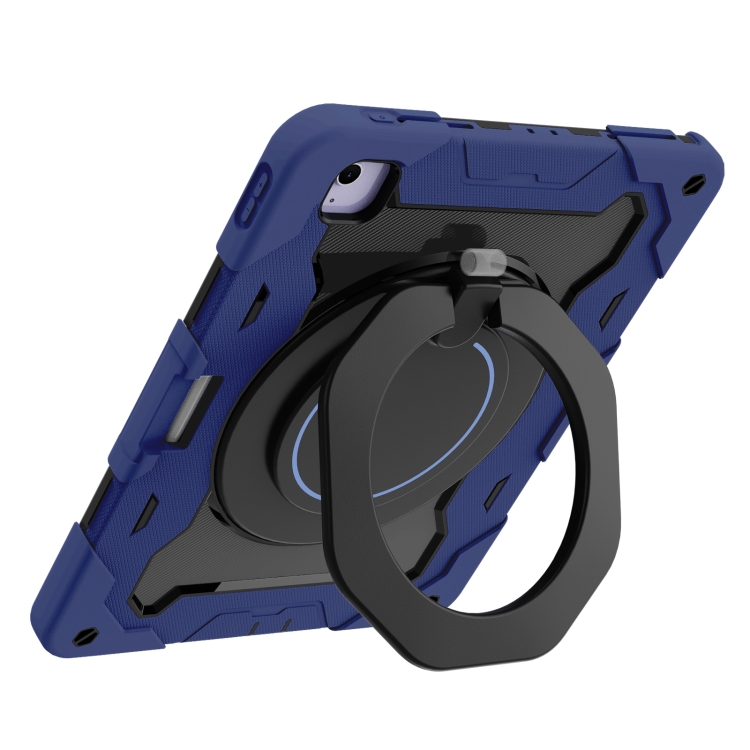 For iPad Air 13 2024 Armor Portable Rotating Ring Holder Silicone Tablet Case with Pen Slot(Navy Blue) For iPad Air 13 2024 Armor Portable Rotating Ring Holder Silicone Tablet Case with Pen Slot(Navy Blue)