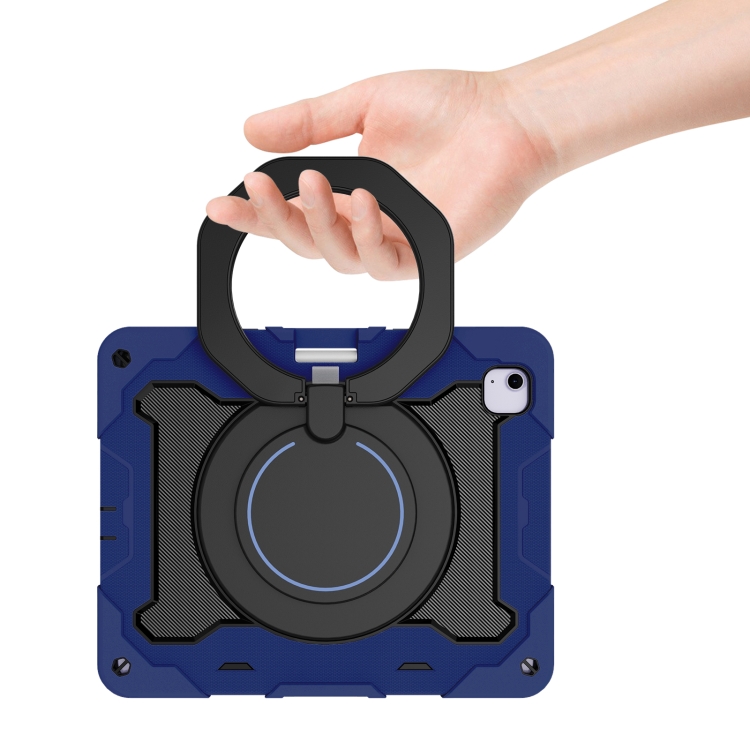For iPad Air 13 2024 Armor Portable Rotating Ring Holder Silicone Tablet Case with Pen Slot(Navy Blue) For iPad Air 13 2024 Armor Portable Rotating Ring Holder Silicone Tablet Case with Pen Slot(Navy Blue)